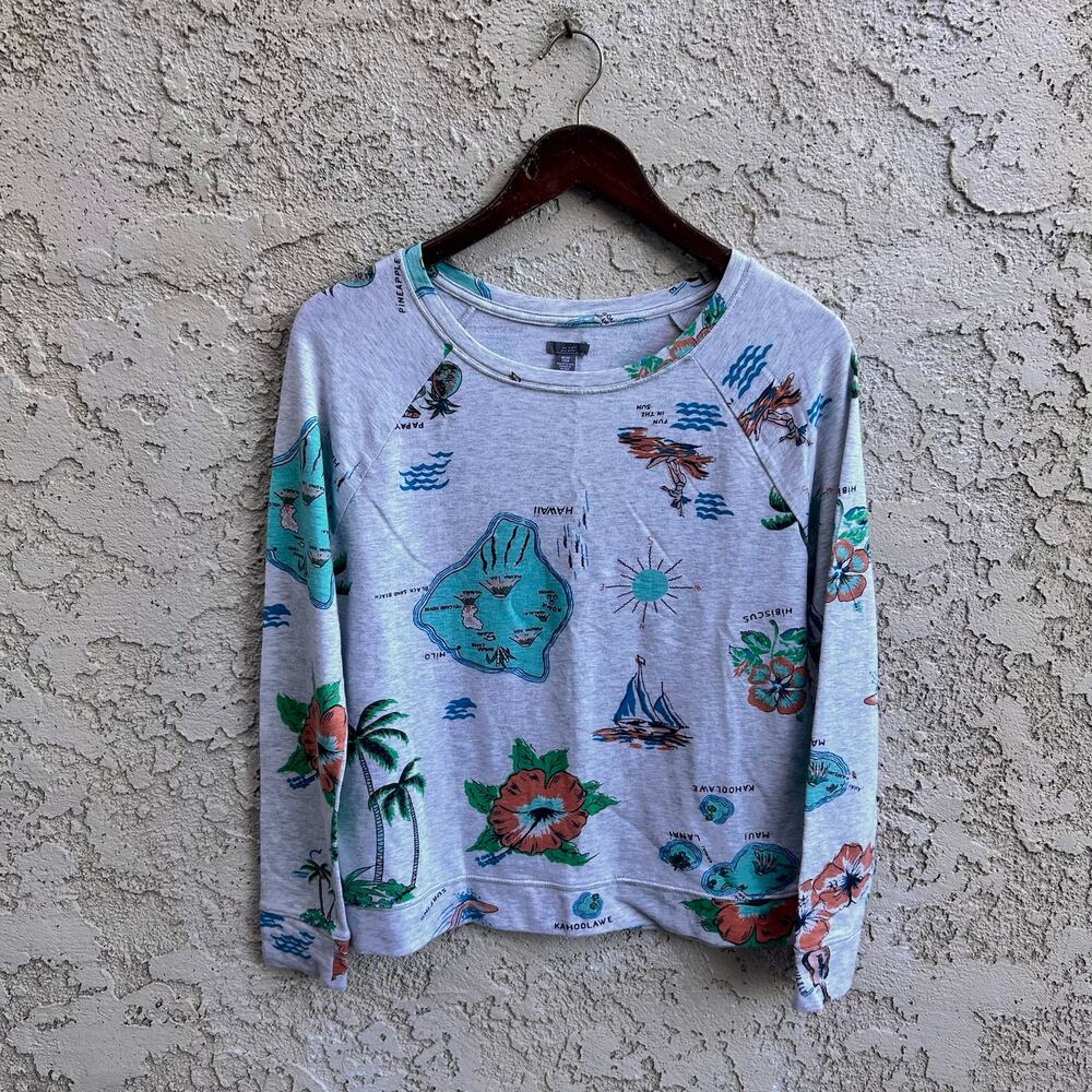 Aerie Hawaii Tropical Island Print Raglan Sleeve Sweatshirt XS